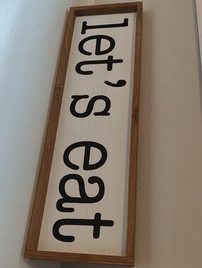 Let's eat 9"x28" Print Poster Wall Art Rustic Wooden